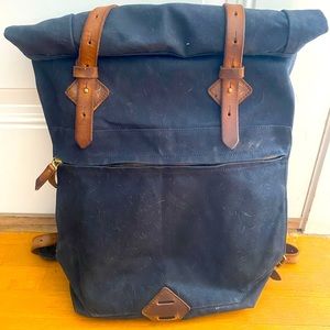 Tanner Goods Wilderness Navy two strap waxed canvas backpack